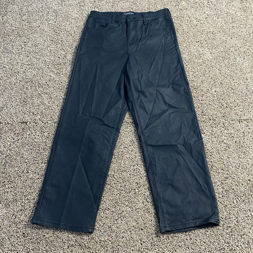 Liverpool‎ Jeans Women's Size 10/30 Coated Black The High Rise Crop Straight